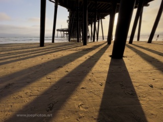 sunset shadows at Pismo Beach pier