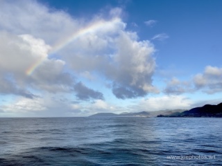 sunrise rainbow over ocean at Pismo Beach