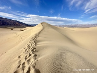 Death Valley trail over sand dunes