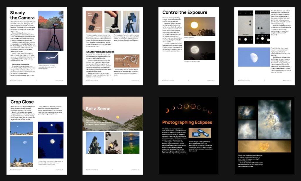 Pages from the lunar photography ebook.